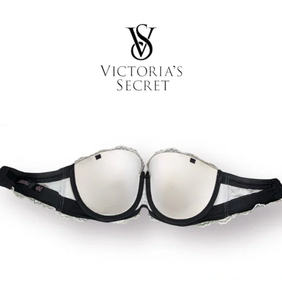 🛍️SALE🛍️Victoria's Secret Dream Angels Padded Strapless Bra (Ivory & Black Lace) - Picture 3 of 8